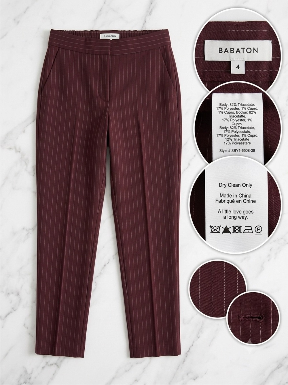 Aritzia Babaton Conan - Maroon Striped Dress Pants - Size 4